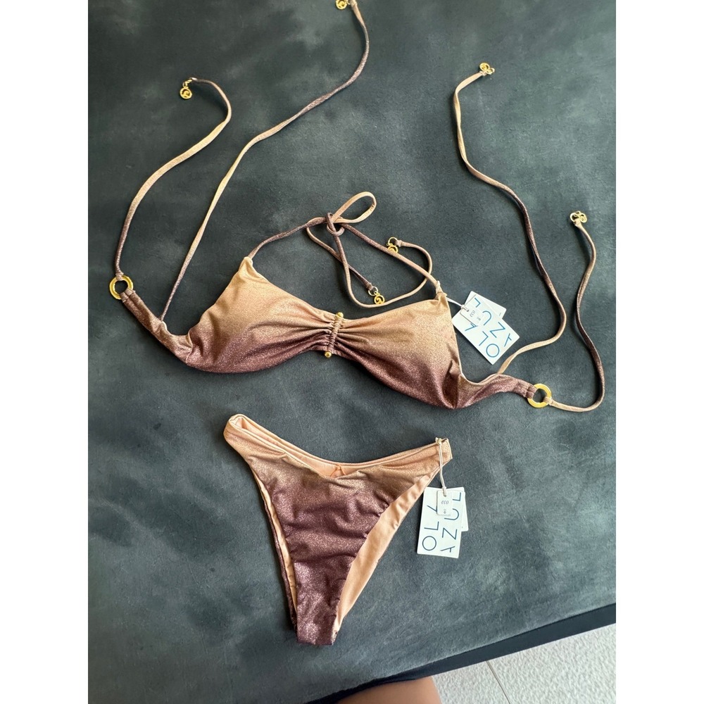 Ola Azul Bikini Set S Ariel Umber Luella Brown Shimmer Gradient Ombre Swimsuit